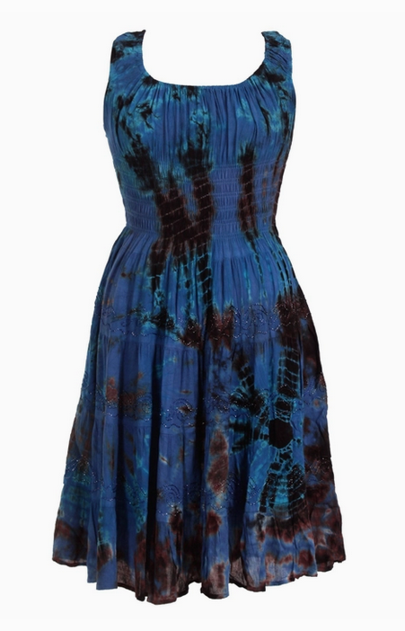 Women's Tie Dye Off The Shoulder Smock Ruffle Midi Dress