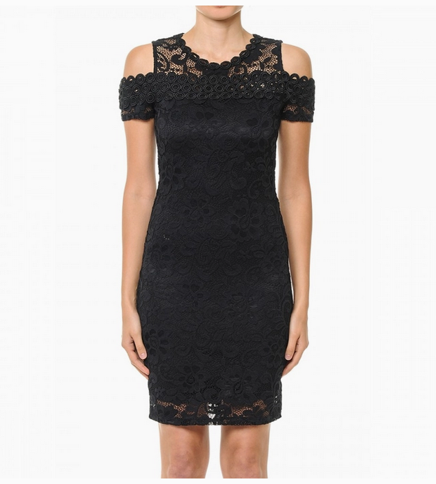Women's Lace Short Sleeve Knit Mini Dress