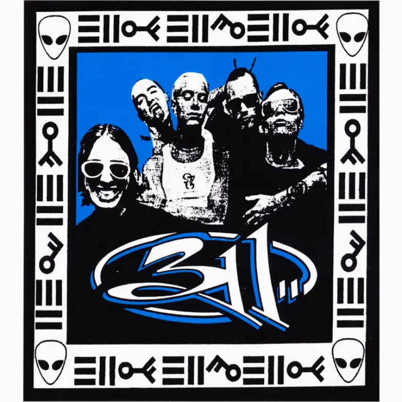 311 Black, Blue and White Group Shot with Logo Sticker