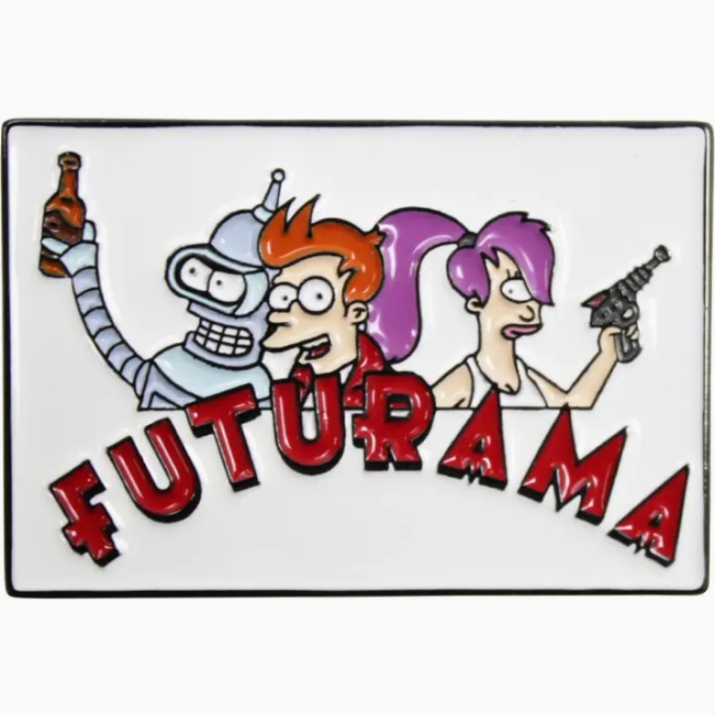 Futurama Logo with Bender, Phillip and Leela Enamel Pin