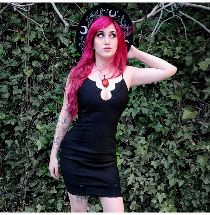 Black Gothic Bat Cup Dress