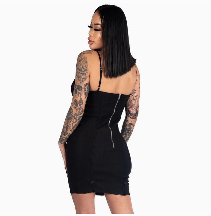 Black Gothic Bat Cup Dress