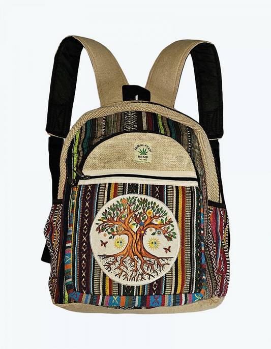 Cotton & Hemp Tree of Life Striped Backpack