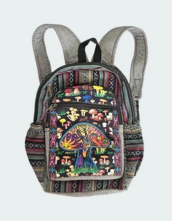 Cotton Cosmic Mushroom Patchwork Backpack