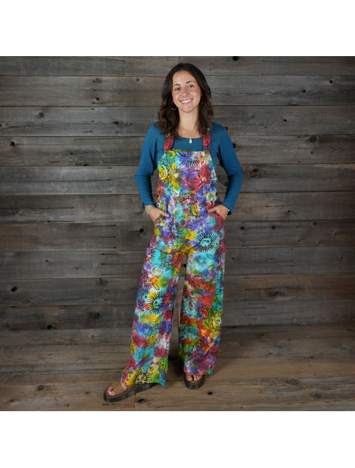 Grateful Dead & Sunshine Design Cotton Rainbow Tie Dye Overalls