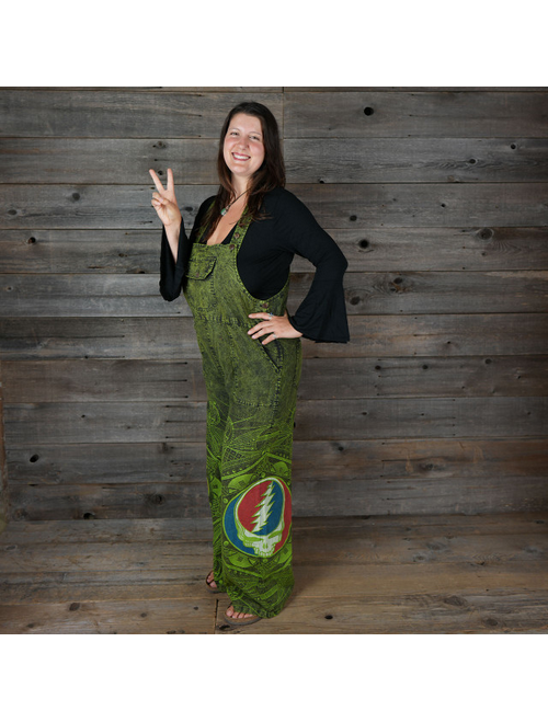 Unisex 5 Pocket Overalls w/ Grateful Dead Steal Your Face Print & Design