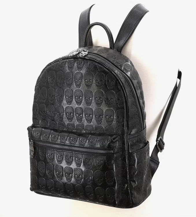 Skull Embossed Pattern Backpack
