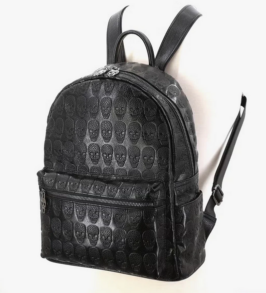 Skull Embossed Pattern Backpack