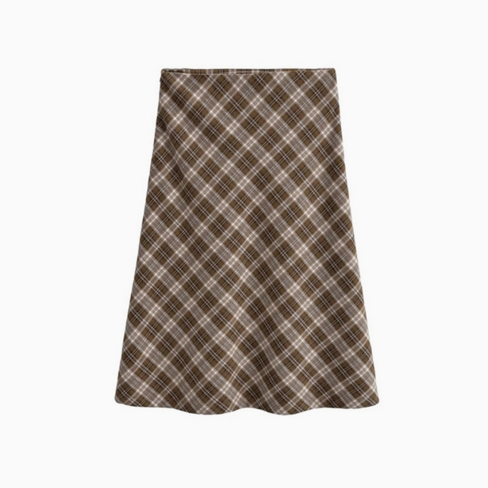 Women's Low Waist Plaid Mid Length Skirt