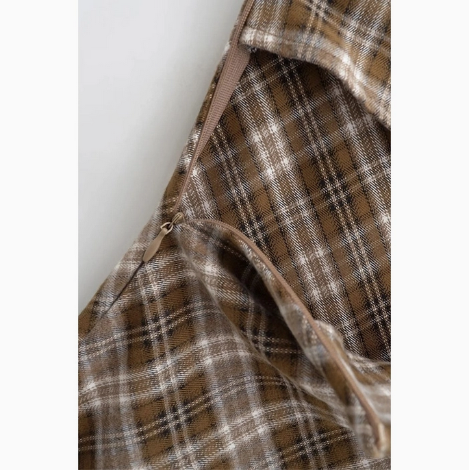 Women's Low Waist Plaid Mid Length Skirt