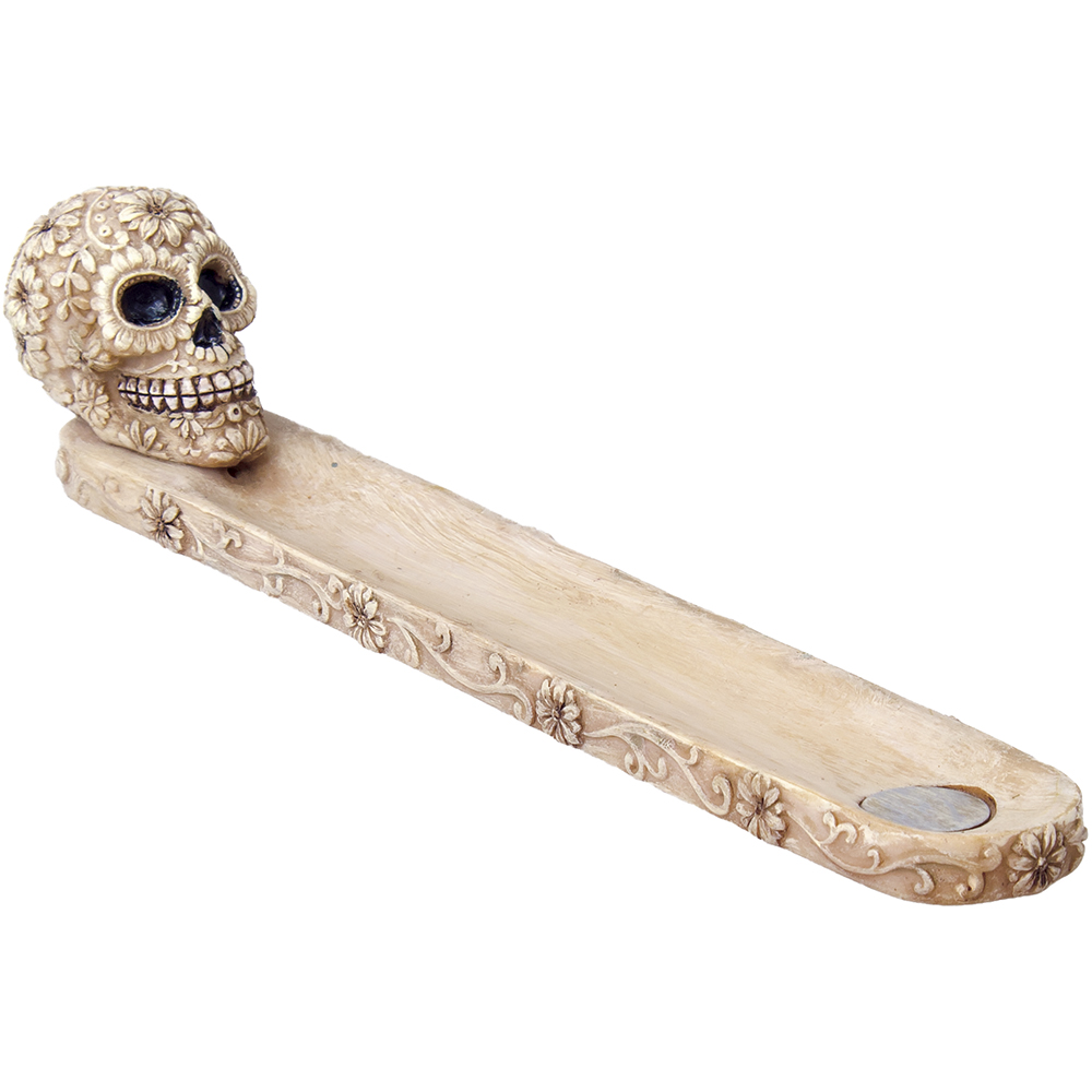 Classic Floral Sugar Skull Incense Burner