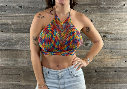 Women's High Neck Crochet Top