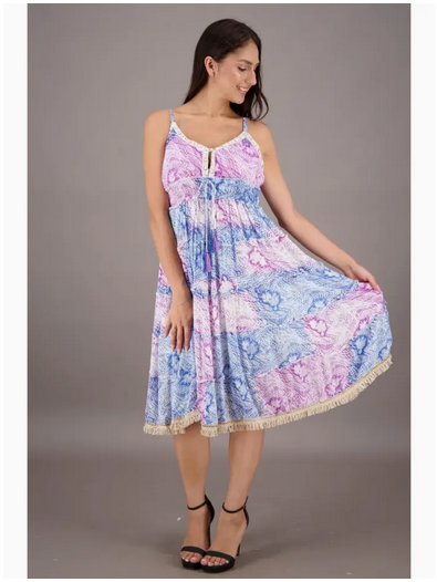 Women's Paisley Patchwork Frilly Dress