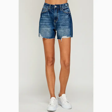 Women's Dark Wash High Rise Denim Shorts