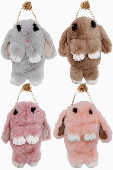 Fluffy Bunny Crossbody Purse Bag