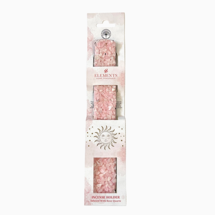 Rose Quartz Elements Crystal Wooden Incense Burner