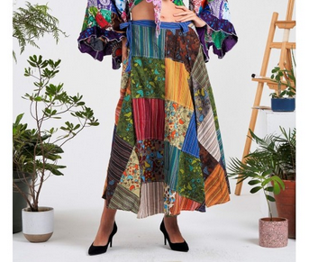 Women's Mushroom Patchwork Wrap Skirt