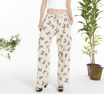 Unisex Drawstring Butterfly Cargo Pants