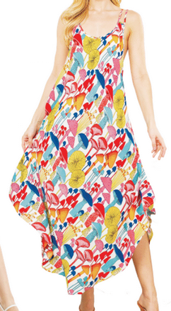 Women's Rayon Mushroom Print Sleeveless Labada Dress