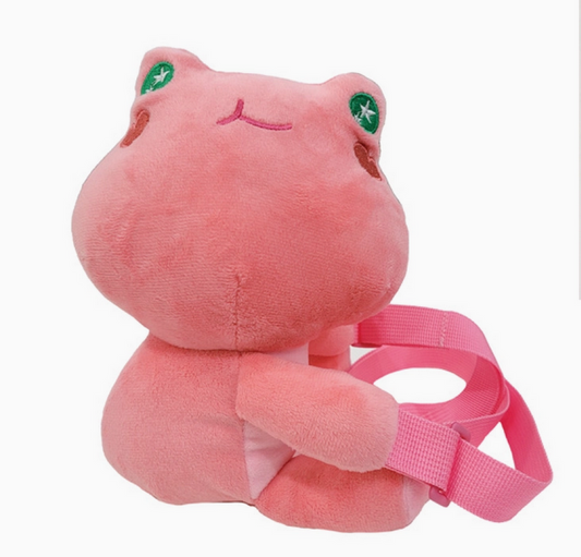 Plush Pink Frog Crossbody Sling Bag