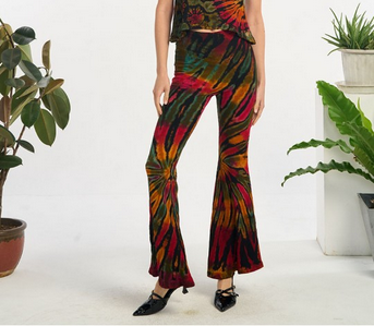 Women's Tie Dye Ribbed Bell Bottom Pants