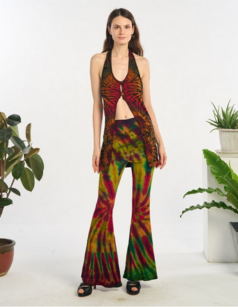 Women's Spandex Tie-Dye Long Halter Vest