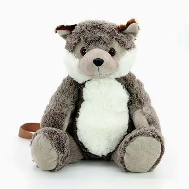 Grey Wolf Plush Furry Backpack