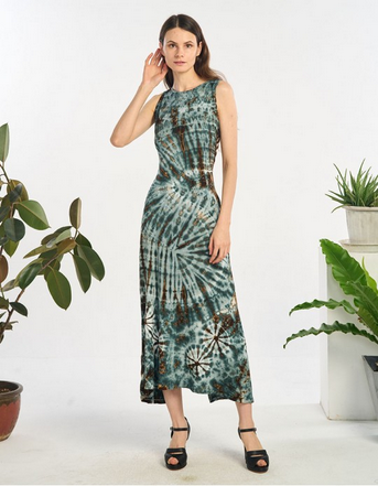 Women's Spandex Tie-Dye Sexy Back Maxi Dress