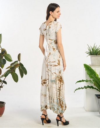 Women's Spandex Tie-Dye Braided Back Maxi Dress