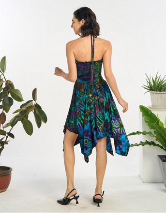 Women's Spandex Tie-Dye Pixie Cut Dress