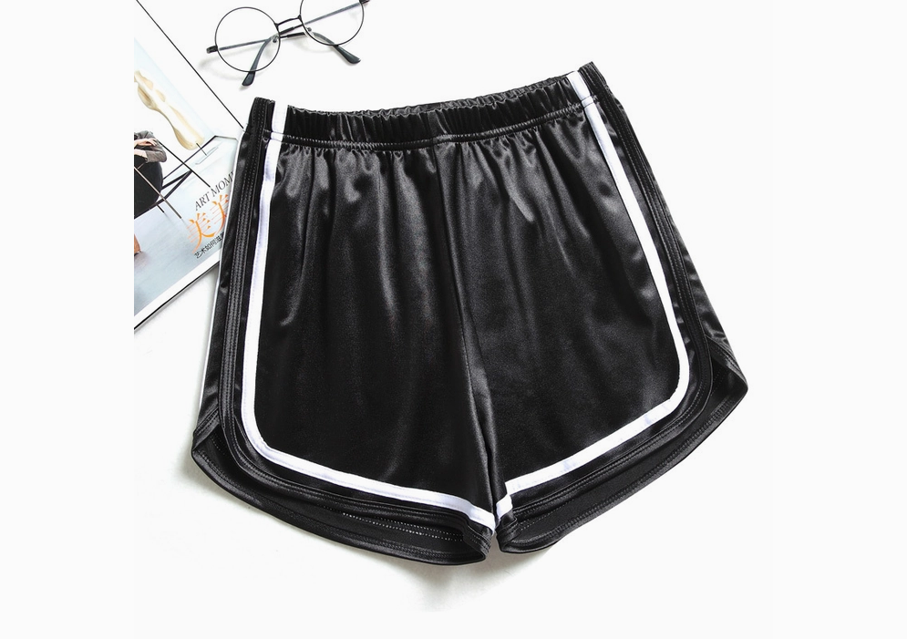 Women's Gold Metallic Glossy Elastic Waist Shorts