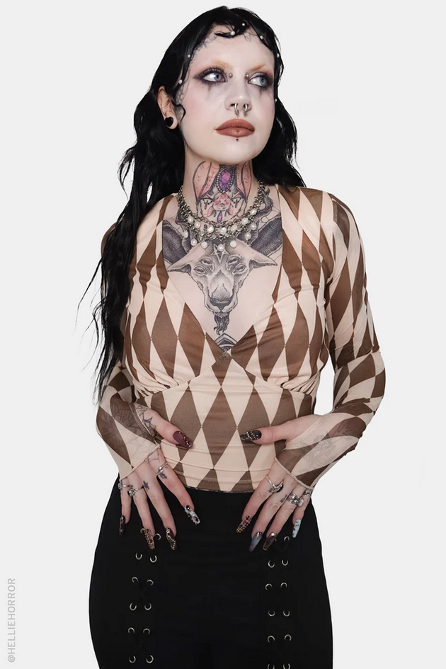 Women's Harlequin V-Neck Top