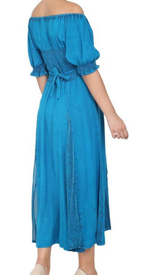 Women's Rayon Celtic Cap-Sleeve Acid Wash Dress