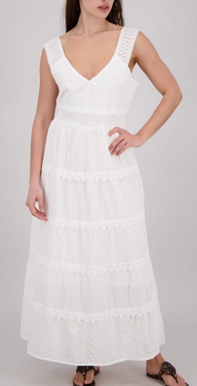 Women's Cotton Classic All-White Long Strap Dress