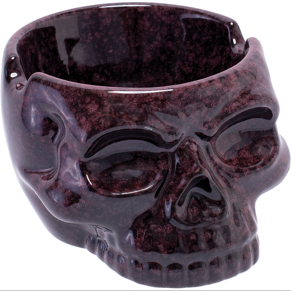 Ceramic Glazed Chocolate Skull Ashtray