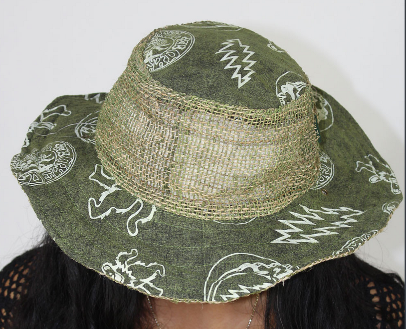 Cotton Hemp Grateful Dead Bears Bolts Stealie Wide-Brim Hat