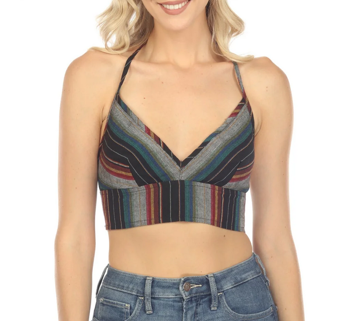 Women's Baja Stripe Tie-Back Bralette