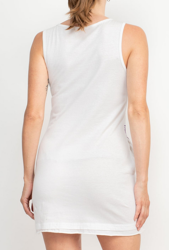 Women's Cotton Boho Butterfly Floral Jersey Tank Dress