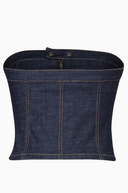 Women's Dark Wash Denim Jean Corset Top