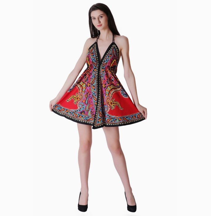Women's Batik Scarf Midi Dress