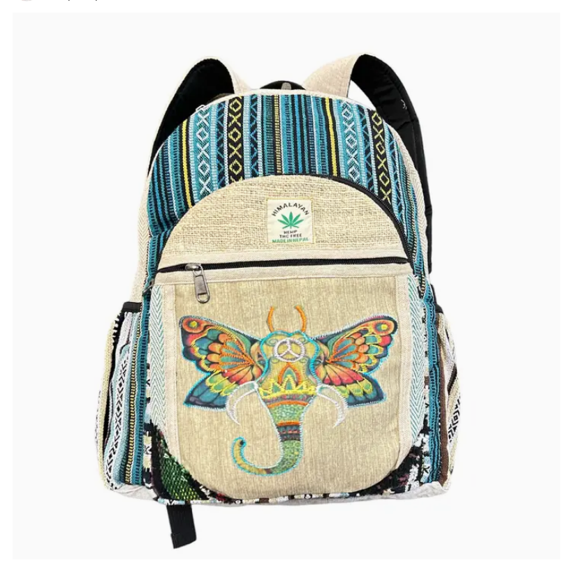 Cotton Hemp Peace Ganesa Butterfly's Backpack