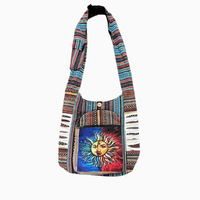 Cotton Multi Color Side Pocket Eye Sun/Moon Bag