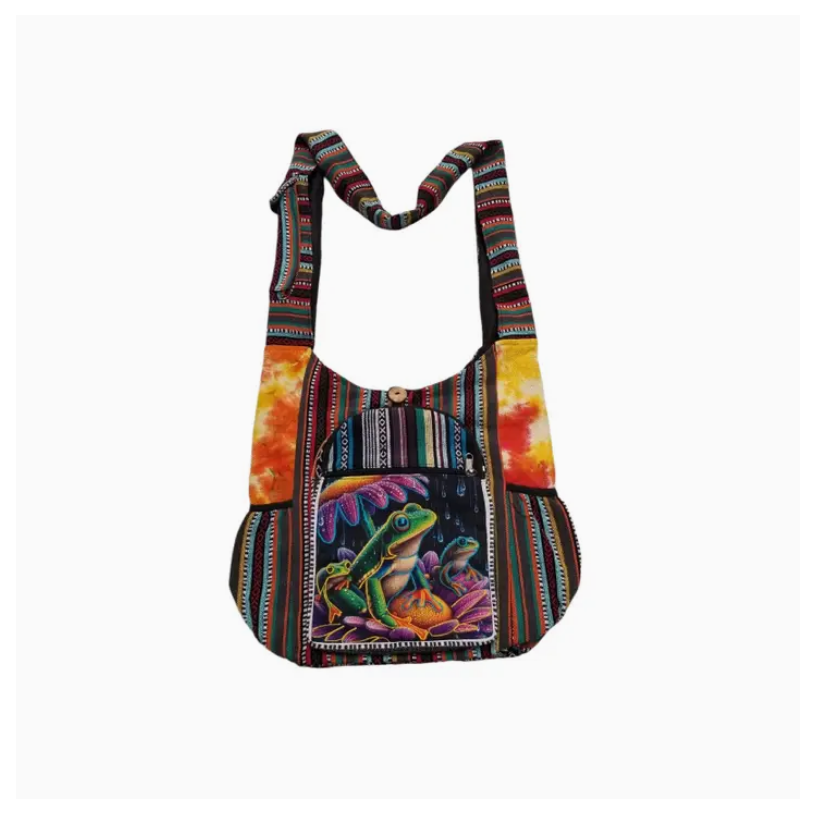 Cotton Multi Patch Side Pocket Frog Bag