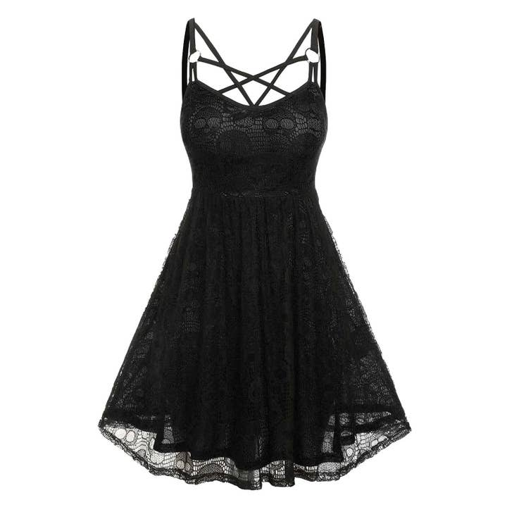 Women's Mesh Skull Print Sling Dress