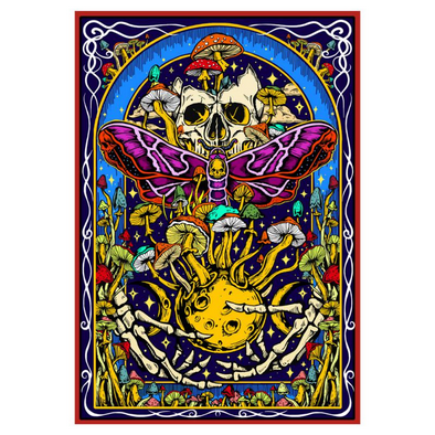Moon Mushrooms Moth Indian Tapestry