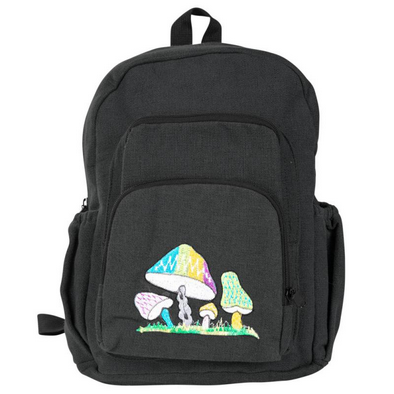 Canvas Mushroom EmbroideredMulti Pocket Backpack