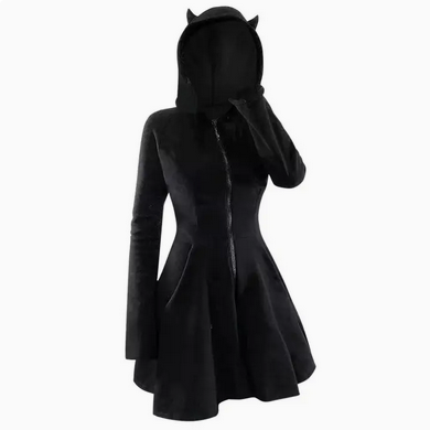 Women's Velvet Devil Horn Hoodie Dress