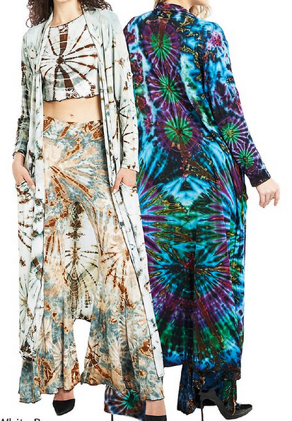 Women's Spandex Tie-Dye Long Duster Jacket