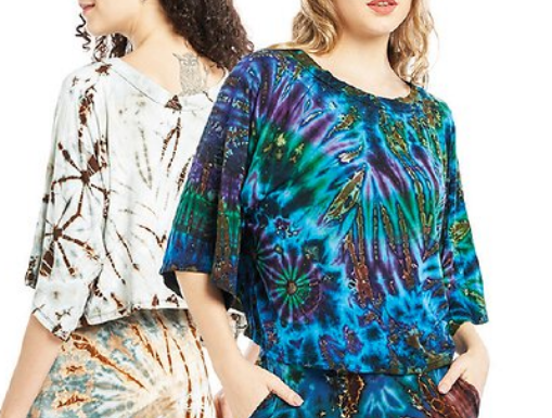 Women's Spandex Tie-Dye Loose Fit High Low Top