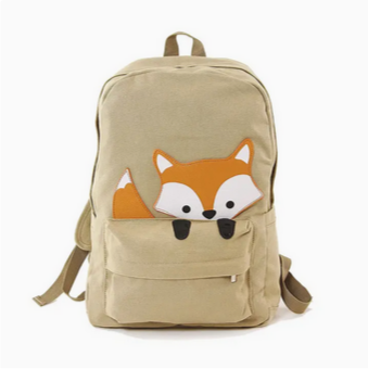 Peeking Baby Fox Canvas Backpack